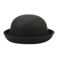 thumbnail image 1 of HAIJIE Classic Round-Top Wool-Like Hat, Rolled-Brim Dome Cap, Solid-Color Everyday Headwear with Smooth Material Texture (Black,One Size), 1 of 3