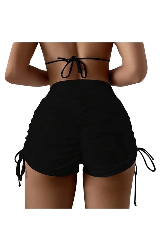 Swim Board Shorts Adjustable Ruched Side Bikini Shorts Sport Shorts Women for Women High Waist Loose Fitting Liner Upf50+