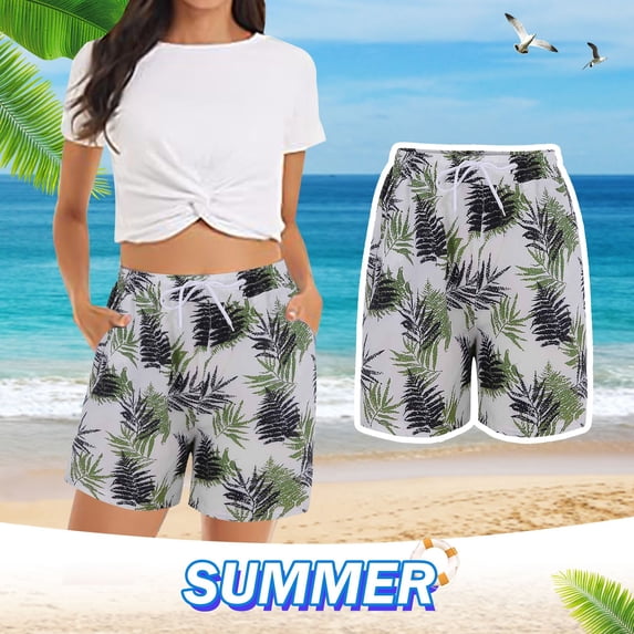 HAIJIE Swim Board Shorts Summer Beach Lightweight Short Pants Womens Board Shorts for Women Girls Pleated Beach Vacation Clothes Short