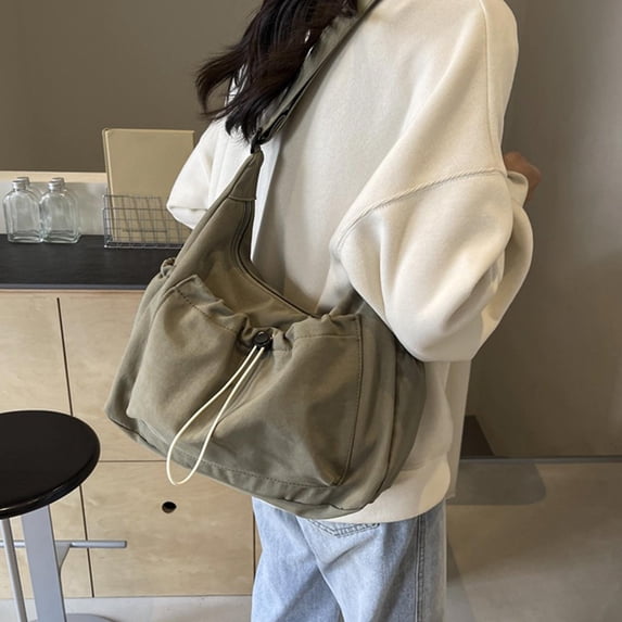 HAIJIE Women Nylon Pleated Crossbody Bag for Women Fashion Shoulder Hangbag with Zipper Lightweight Sling Bags (Style B-Green,One Size)
