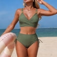 thumbnail image 1 of HAIJIE Women's Bikini Set Push Up Swimsuit with Boho Trim 4 Way Bikini Swimsuits Cover Ups Summer Dress for Wife Girlfriend Soft Lightweight Beach Dress (Green,M), 1 of 4