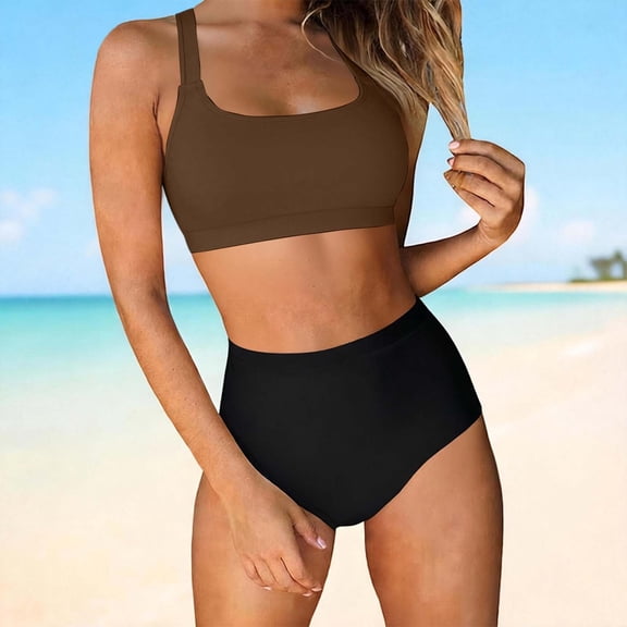 HAIJIE Women's Summer Swimsuit 2026 Built In Bra Plus Size Control Tank Tops Swimsuit Comfortable Swimwear for Wife Girlfriend with Shorts Bathing Suit (Brown,XXL)