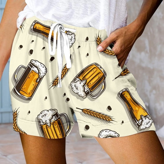 HAIJIE Womens 2026 Summer Swim Casual Shorts Adjustable Ruched Side Bikini Shorts Women's Shorts for Girlfriend Women Elastic Waist Embroidered Ruffle Shorts