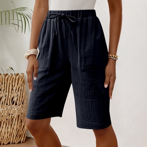 HAIJIE Womens Summer Shorts Comfy Drawstring Casual Elastic Waist Sport Shorts Women for Women Girls Elastic Waist Embroidered Ruffle Shorts