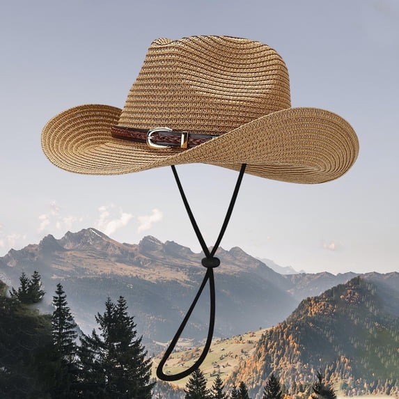 HAIJIE fishing hats Summer Cowboy Style Seaside Casual Holiday Sun Hat Panama Style Shade Bowler Hat Sombrero for Women Bald Head Women Garden Sombrero Sunhats for Women Beach Hat Large Head Gardener
