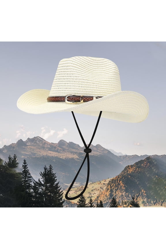 hat women Summer Cowboy Style Seaside Casual Holiday Sun Hat Panama Style Shade Bowler Hat Sombrero for Women Bald Head Women Garden Sombrero Sunhats for Women Beach Hat Large Head Gardeners H