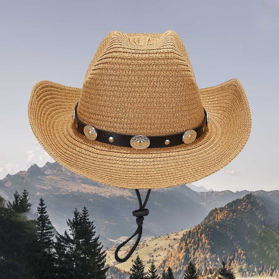 HAIJIE hat women Summer Holiday Fashion Casual Style Sun Hat With Lanyard Outdoor Shade Cowboy Hat Beach Floppy Hat Women Fedora Hats for Summer Beach Bags Women Small Men's Beach Hat Fold up Hat Wom