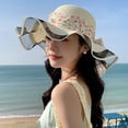 thumbnail image 1 of HAIJIE sun hat for women Ladies' Summer Small Floral Sun Hat Bow Ribbon Straw Hat Temperament Mesh Sun Hat Women Mens Gardening Hat Gardening Hat Mom Beach Hat Ponytail Hole Hat for Fisherman Hats fo, 1 of 3