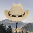 thumbnail image 1 of HAIJIE sun hat for women Summer Holiday Fashion Casual Style Sun Hat With Lanyard Outdoor Shade Cowboy Hat Beach Floppy Hat Women Fedora Hats for Summer Beach Bags Women Small Men's Beach Hat Fold up, 1 of 4