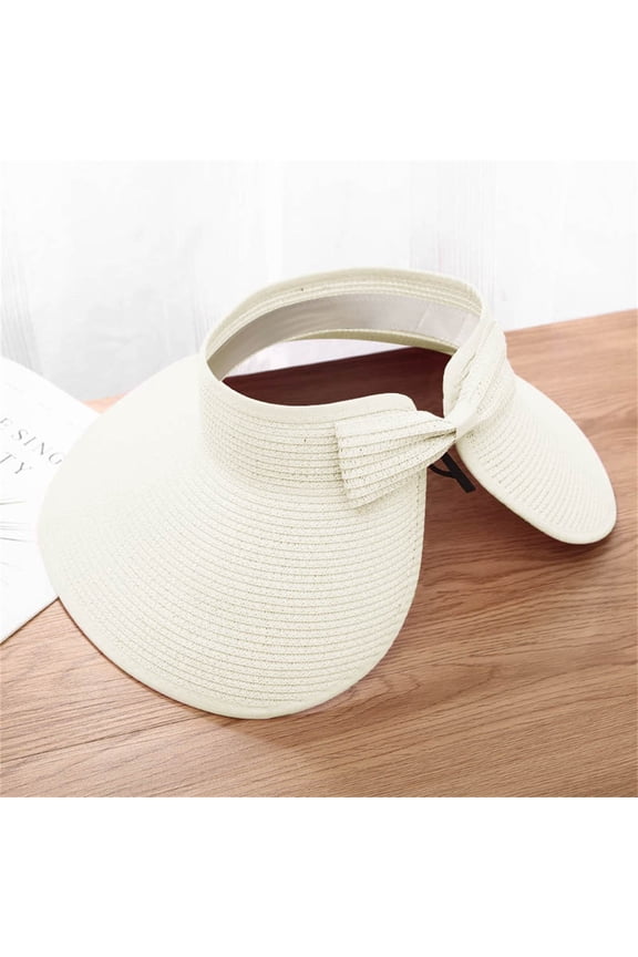 sun hat for women Sun Visor Hats For Women Wide Brim Straw Visors Womens Beach Visors Summer Roll Up Beach Hat Womens Beach Hair Womens Visor Bow Big Lady Hat Roll up Hats for Women Sunhats fo