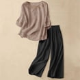 thumbnail image 1 of HAIJIE womens linen set two Piece Easter Sets for Women Summer Spring Lou-nge Sets Travel Vacation Outfits Cap Sleeve Side Slit Wide Leg Pants (Khaki,XXXL), 1 of 3