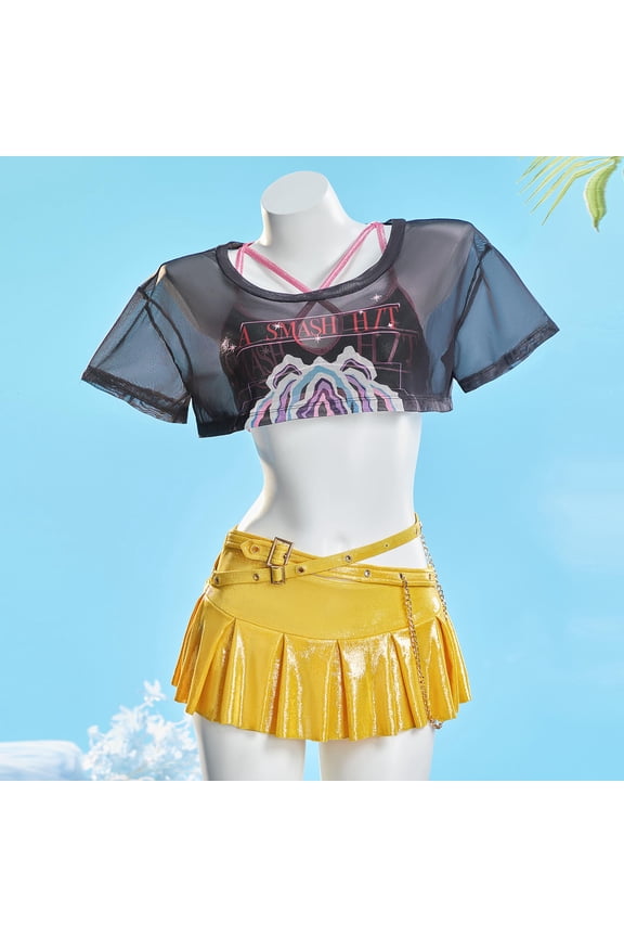 U Women Pop Singer Swimsuit Anime Two-piece Swimwear with Cover-up