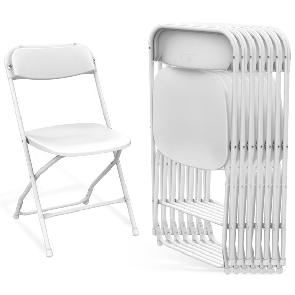 HAILIMU 6 Pcaks White Plastic Folding Chairs, Heavy-Duty Commercial Seats with Steel Frame, 300 lb Capacity for Indoor & Outdoor Events, Office, Wedding, Party & Dining