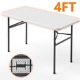 thumbnail image 1 of HAIMULI 4ft Rectangular All-Occasion Plastic Folding Event Table for Indoor and Outdoor, Portable Desk, Camping, Durable and Stable, HDPE and Steel, Wide Application, 1 of 8