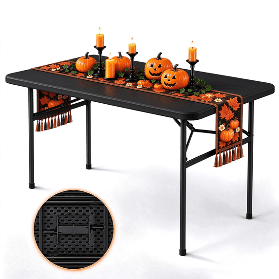 HAIMULI 4ft Rectangular All-Occasion Plastic Folding Event Table for Indoor and Outdoor, Portable Desk, Camping, Durable and Stable, HDPE and Steel, Wide Application