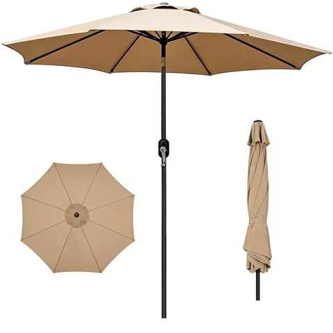 HAIMULI 9 FT Patio Umbrella for Outdoor, Outdoor Table Umbrella with Push Button Tilt and Crank, Outdoor Patio Umbrellas with 8 Sturdy Ribs for Market, Garden, Pool