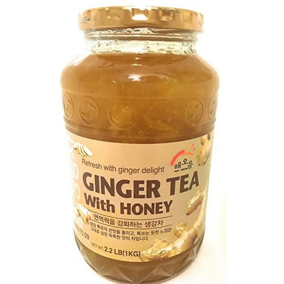 Haio Ginger Tea With Honey Refresh With Korean Herbal Tea Ginger Delight - Product of Korea 2 Glass Jars 2.2 lb (1 kg. ) each