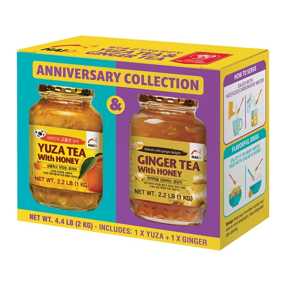 HAIO Honey Citron Tea 2.2 lb (1kg)+ Ginger Tea 2.2lb (1kg), Total 4.4 lb (2kg)