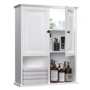 HAIOOU Bathroom Wall Cabinet with Motion Sensor LED Light, Over Toilet Storage Cabinet with Buffering Hinges and Adjustable Shelf (White)