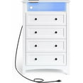 thumbnail image 1 of White Chest of Drawers,4 Drawer Dresser Vertical Wooden TV Stand with Charging Station & LED Lights for Bedroom, 1 of 7