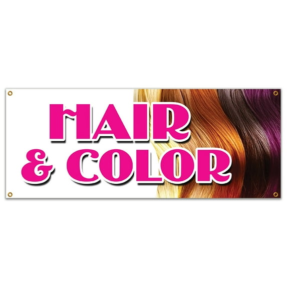 HAIR & COLOR BANNER SIGN coloring manicurist pedicure perms stylist