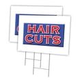 thumbnail image 1 of HAIR CUTS 2 Pack Of 12" x 16" Yard Sign & Stake | Advertise Your Business | Stake Included Image On Both Sides | Made in The USA, 1 of 3