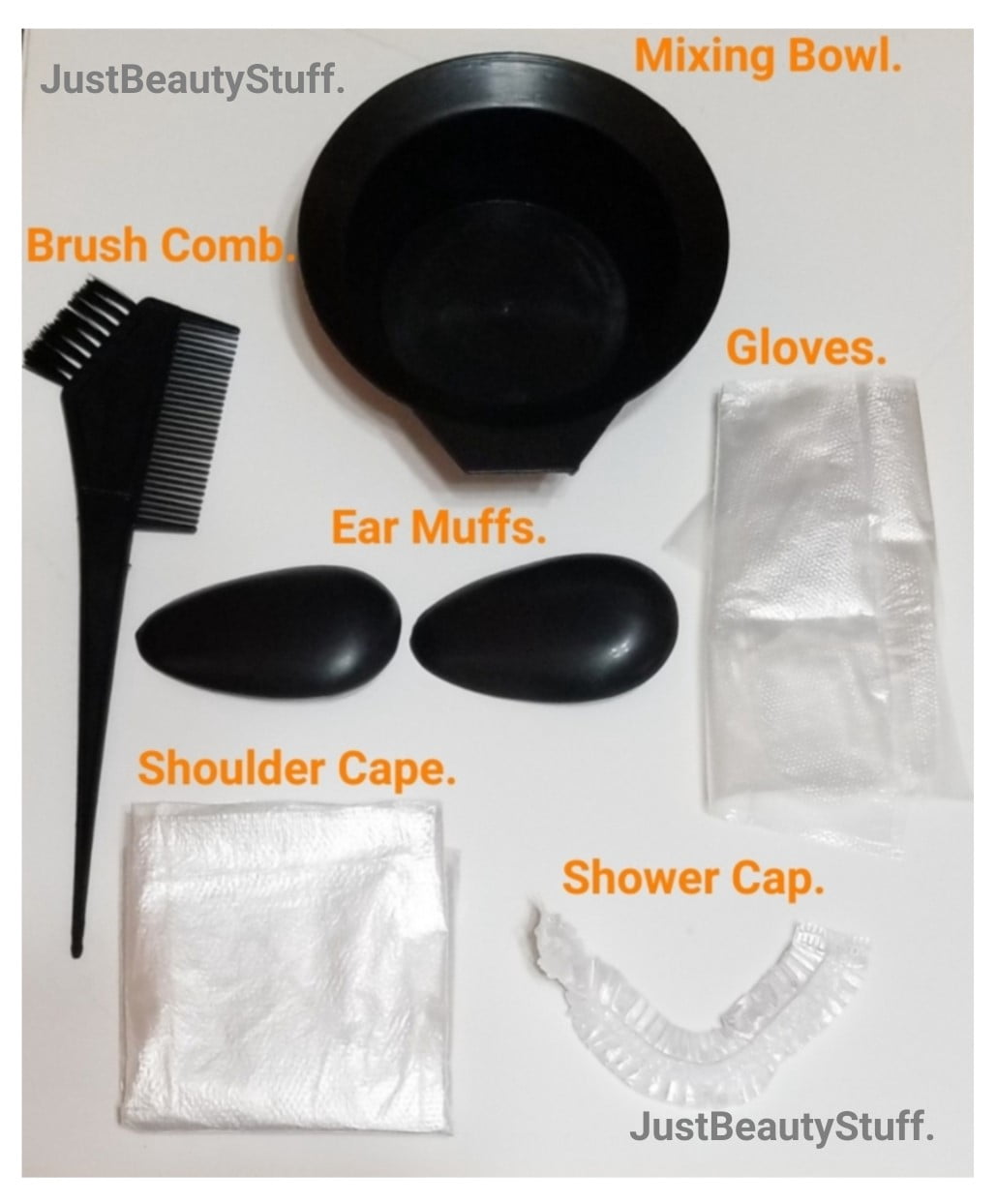 HAIR DYE TOOLS COLORING KIT-MIXING BOWL BRUSH COMB GLOVES CAPE EARS MUFFS