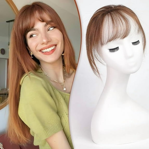 HAIRCUBE Bangs Hair Clip in Bangs 100% Real Human Hair Bangs Clip in Hair Extensions Fake Bangs Air Bangs Hairpieces for woman with Temples 3 Secure Clips in Full Fringe (Ombre Light Blonde)