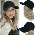 thumbnail image 1 of HAIRRO 8in Baseball Cap with Hair Extensions Adjustable Hat Synthetic Curly Wave, 1 of 8