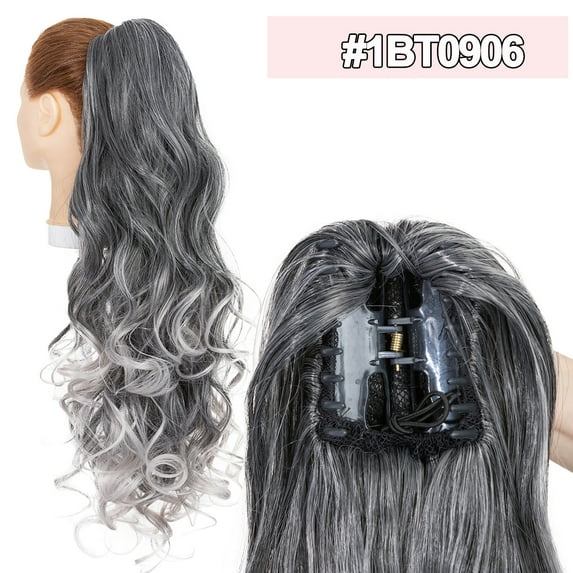 HAIRRO Claw Clip Ponytail Extension 24" Clip in Wavy Ponytail Hair Extensions Long Pony Tails for Women Extensions Ash Blonde Mix Light Brown Wave Hairpiece