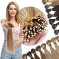 thumbnail image 1 of HAIRRO Hair Extensions Nano Ring Real Human Hair Dark Brown Nano Beads Tip Remy Human Hair Extensions 50 Strands 50G 18 Inch Dark Brown Ombre Medium Brown with Blonde Balayage, 1 of 8