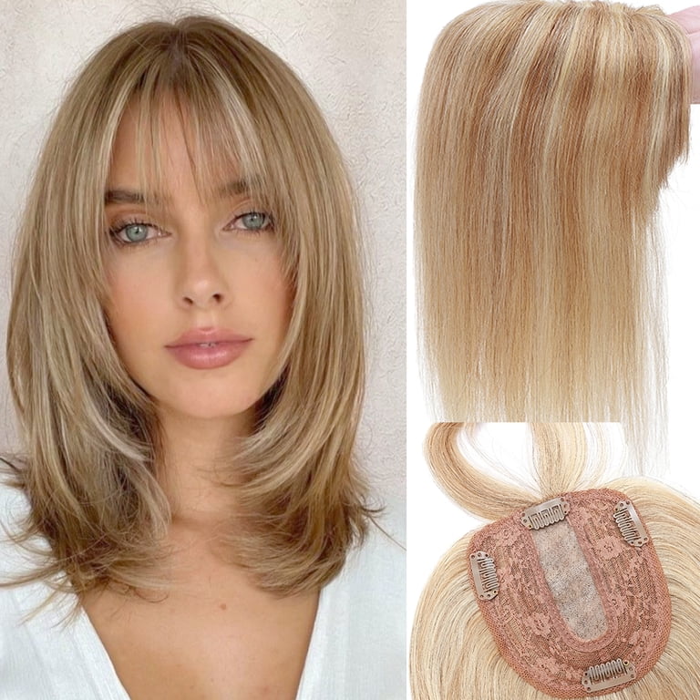 12 Inch Human Hair Topper Monofilament Base Clip In Hairpiece Top Smart HH 12 inch Lace Front & Monofilament Remy Human  main image 2