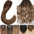 thumbnail image 1 of HAIRRO Jet Black Clip in 100% Human Hair Extensions Remy Hair Extensions Clip in Human Hair Color 1 Natural Hair Clip in Extensions for Thin Hair 8 Pieces 120Grams 24 Inch Black Hair Extensions, 1 of 9