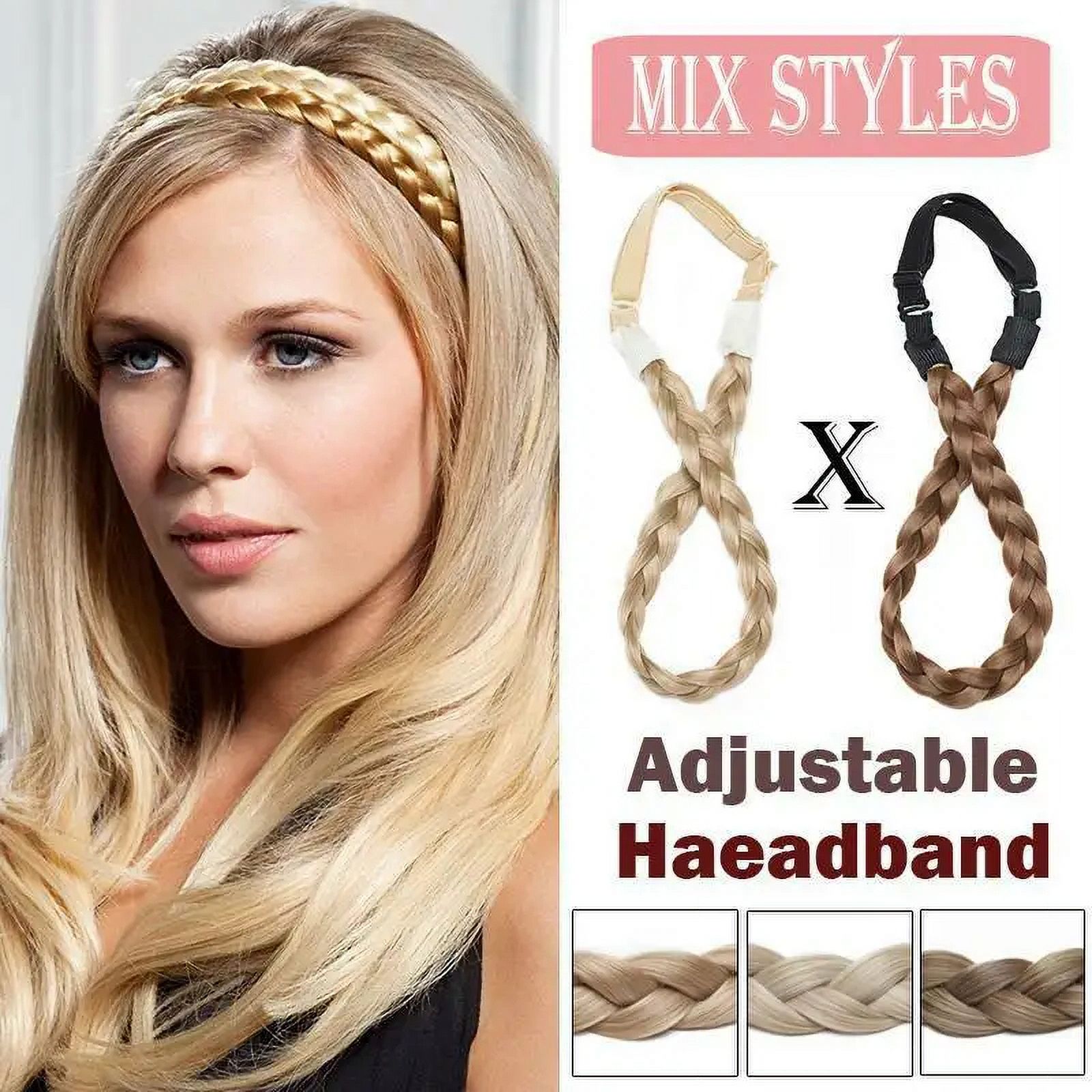 Synthetic Braided Headband Hair Accessory for Women Girls Wide Style Amazon.com : DIGUAN Wide Messy Braided Headband With Teeth  main image 4