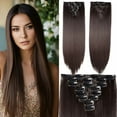 thumbnail image 1 of HAIRROHAIR Hair Extensions Clip in 8Pcs 18 Clips Synthetic Fiber Seamless 23" Long Straight Full Head, 1 of 1