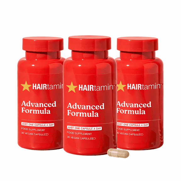 HAIRtamin Advanced Formula Supplement for Hair Health, with Biotin, Vitamins & Antioxidants, 100% Vegan – For Women & Men, 3-Month Supply