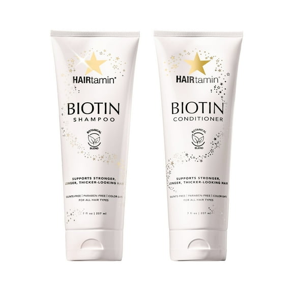 HAIRtamin® Biotin & Botanicals Shampoo & Conditioner Set | Nourishing Duo for Stronger, Thicker-Looking Hair | 7 fl oz