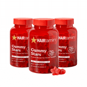 HAIRtamin  Gummy Stars   Hair Growth Gummies with Biotin for Stronger, Longer, Thicker-Looking Hair 3 Pack