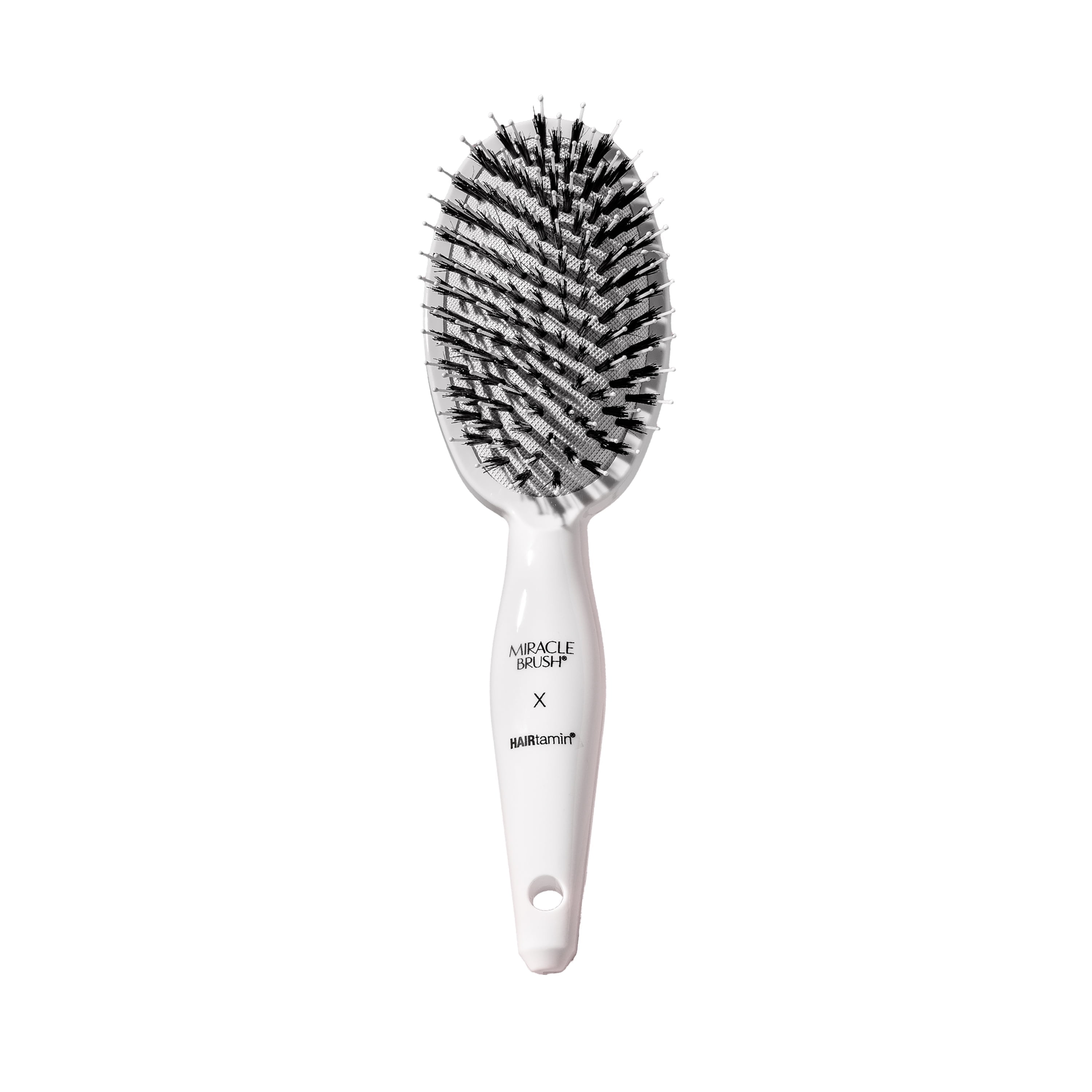 HAIRtamin Miracle Detangling Brush, One Size, White Gentle Hair Detangler for Adults and Kids