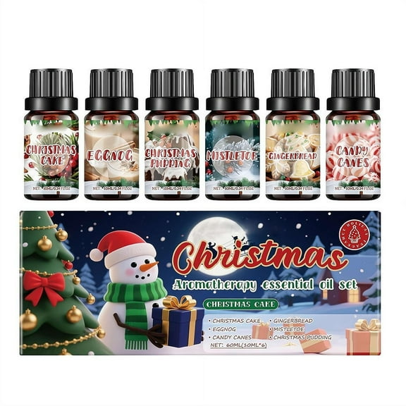 HAITIANS Christmas Essential Oil Set Of 6 Packs: Comfortable Home Scents, Fresh And Long-Lasting Fragrance, Gentle Diffuser Oil, Diy Scented Candles, Room Spray, Holiday Gift