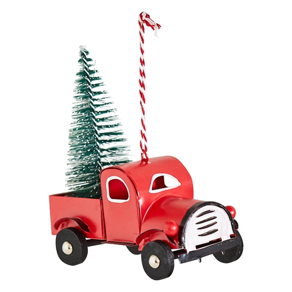HAITIANS Retro Red Trucks And Christmas Trees, Metal Pickup Truck Car Models, Vehicle Christmas Decorations, The Center Of The Party Table, Christmas Decorations, Gifts For Family And Friends