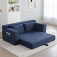 thumbnail image 1 of HAIXIAO 2 in 1 Versatile Foldable Couch Bed in Velvet - High-Density Foam Loveseat with Storage Pockets, for Apartment Office Living Room, No Assembly, Blue, 1 of 11