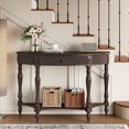thumbnail image 1 of HAIXIAO Wood Half Moon Console Table With Drawer And Shelf, Vintage Curved Entryway Table For Hallway And Living Room,Deep Rustic Brown, 1 of 6