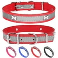 thumbnail image 1 of HAIYUE Reflective PU Leather Collar for Small Medium Dogs Cats Red, 1 of 9