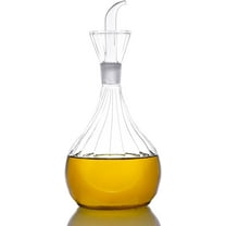 HAIZEEN 31oz/900ml Clear Glass Olive Oil Dispenser Bottle - Oil and Vinegar Cruet with Pourers and NO Funnel Needed - Olive Oil Carafe Decanter for Kitchen and BBQ Oil Dispenser Oil Bottle