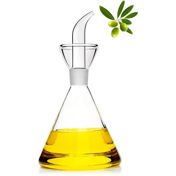 HAIZEEN 9 oz / 250 ml Glass All-Purpose Cruet, Glass Oil Decanter and Cruet (Cone-9 oz, Smooth surface)