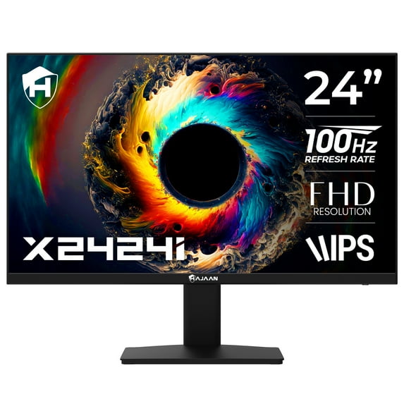 HAJAAN 24” Inch FHD 1920 x 1080p IPS Computer Monitor with 100Hz Refresh Rate | Ultra-Slim Bezels | Wall Mountable HDMI, VGA (X2424i) - Black