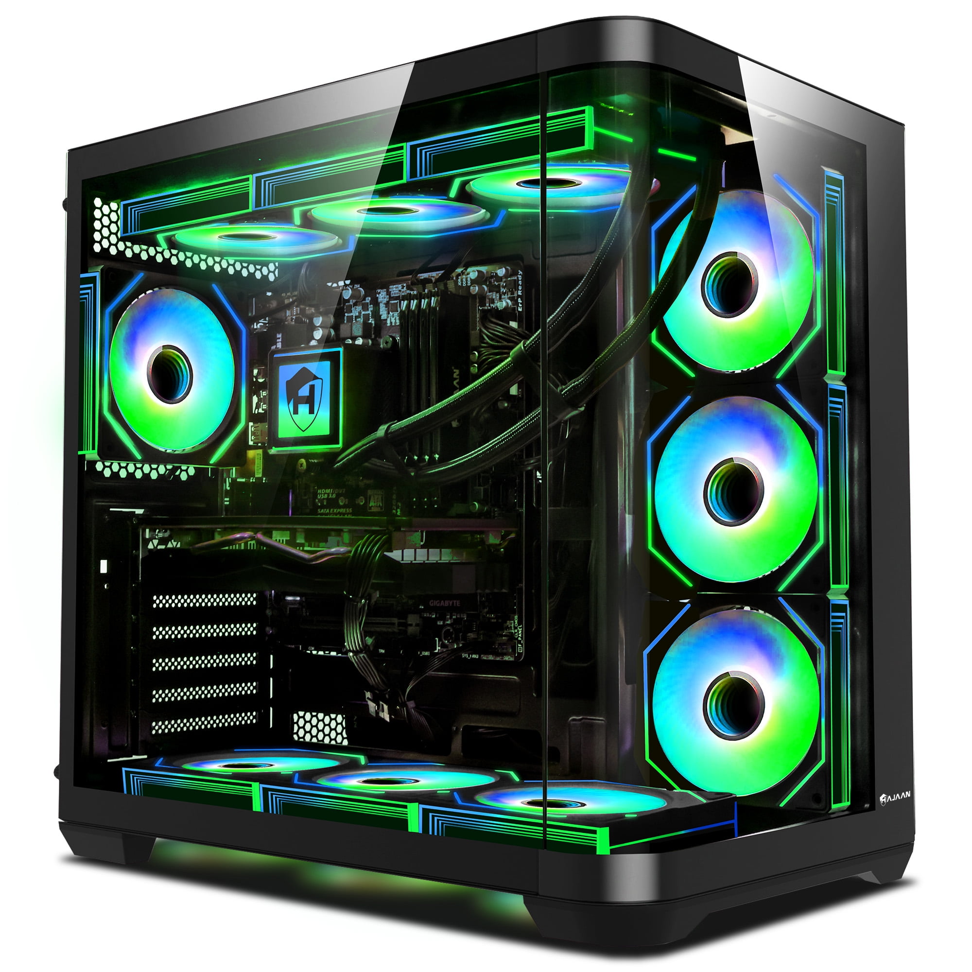 HAJAAN PhantomX Gaming Desktop PC, Intel i9 12900K Processor, GeForce RTX 5060 8GB GDDR7, 64GB DDR4, 2TB M.2 NVMe SSD, Liquid Cooling, Wi-Fi, VR-Ready, Window 11 Pro