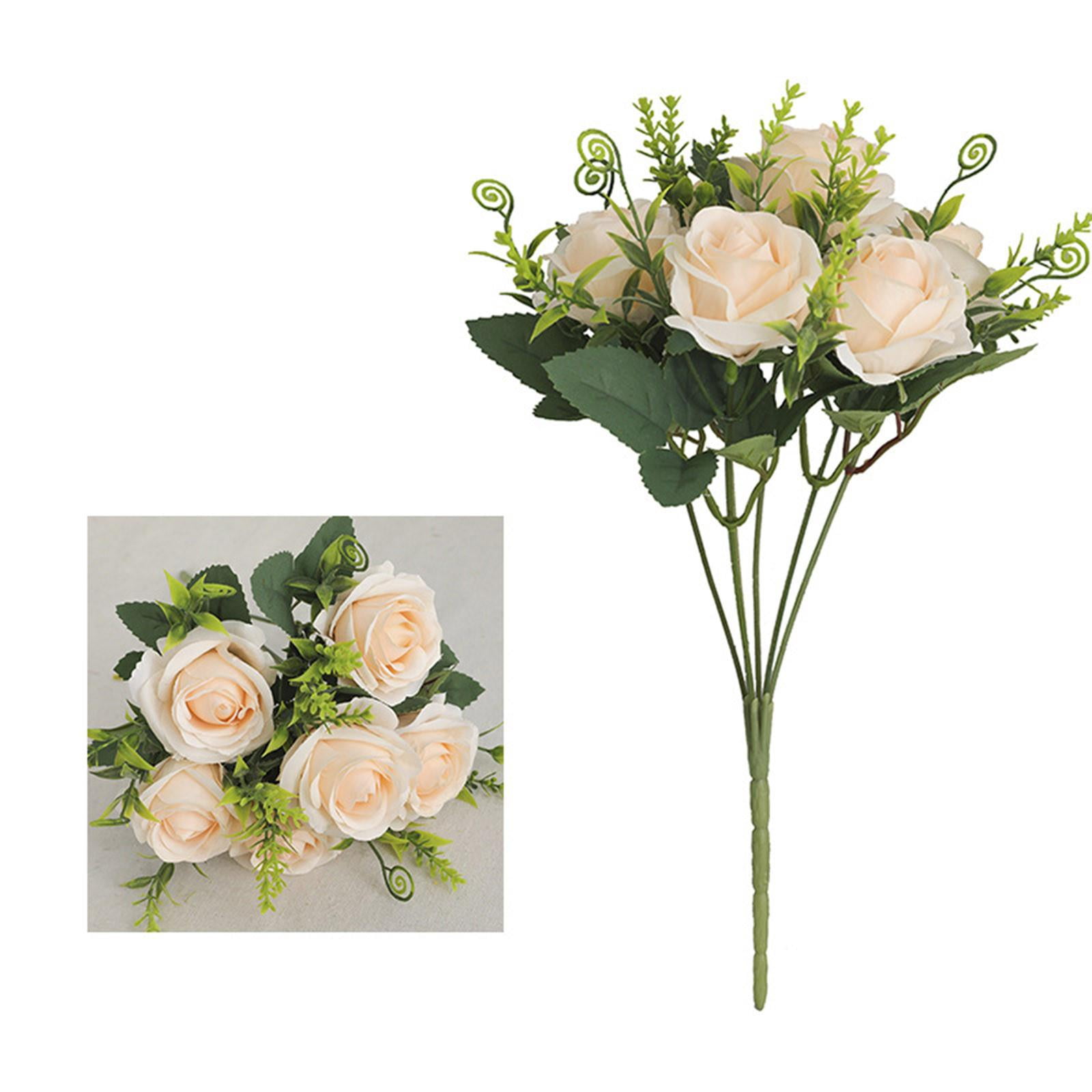 Ukeler 12 Pcs Bridal Artificial Silk Rose Flowers with Stem