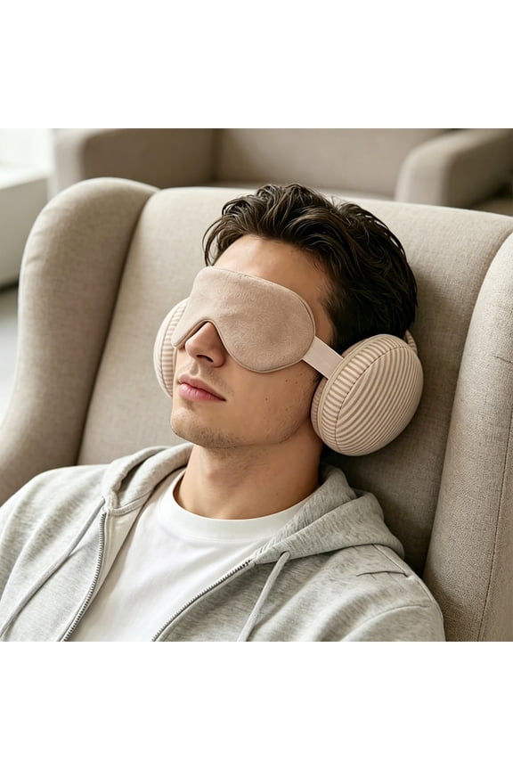 2-In-1 U Shaped Pillow Brown With Eye Mask Memory Foam Travel Neck Pillow Shade Sleep Mask Portable For Airplane Car Nap Summer "2-in-1 Design & Stereo Shading Technology"